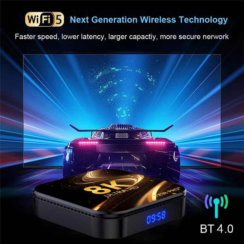 اندروید باکس CHROX مدل Android TV Box 13.0، تی وی باکس اندرویدی TX98 PRO با ۴ گیگابایت رم و ۶۴ گیگابایت رام، پردازنده ۴ هسته‌ای RK3528، پشتیبانی از وای‌فای دوگانه 2.4/5.8 گیگاهرتز، باکس هوشمند اندرویدی 4K/8K H.264 HD، 2gb+16gb