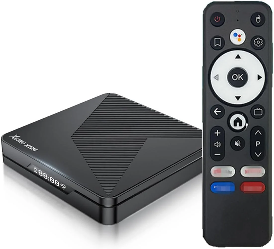 اندروید باکس تلویزیون CHROX 14.0، باکس هوشمند تلویزیون X88 PRO X5M با وای فای 6، پردازنده چهارهسته‌ای 64 بیتی S905X5M، سه بعدی، وای فای 2.4G/5G، اترنت 10/100M، بلوتوث 5.0، USB 3.0، DLNA H.265، 4 گیگابایت + 64 گیگابایت