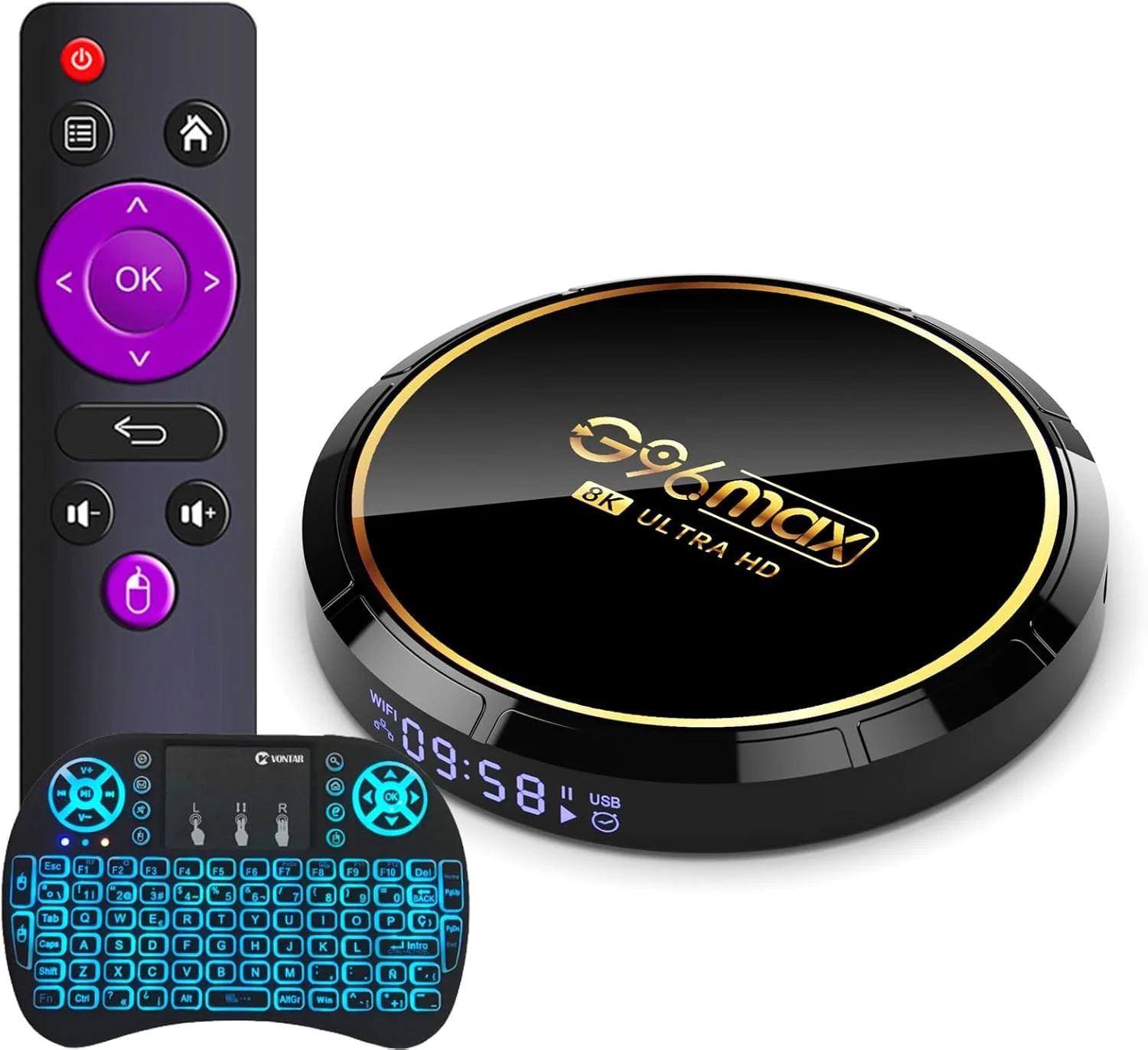 اندروید باکس CHROX مدل TV Box با اندروید 13.0، رم 4 گیگابایت، حافظه داخلی 64 گیگابایت، پردازنده RK3528، وای فای 6، بلوتوث 5.0، همراه با مینی کیبورد، USB 2.0، کیفیت Ultra HD 8K، حالت HLG، وای فای دو بانده 2.4 و 5.8 گیگاهرتز، اندروید باکس، 2 گیگابایت رم + 16 گیگابایت حافظه داخلی