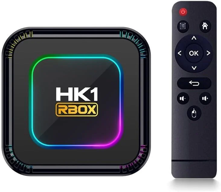 اندروید باکس تلویزیون CHROX با اندروید 13.0، اندروید باکس تلویزیون HK1 RBOX K8 با پردازنده چهار هسته ای RK3528، رم 4 گیگابایتی، رام 128 گیگابایتی، پشتیبانی از 8K 3D 1080P، وای فای 2.4/5.0 گیگاهرتز، بلوتوث 5.0، اترنت 10/100M، HDMI 2.0 H.265، اندروید باکس هوشمند تلویزیون، 4 گیگابایت + 64 گیگابایت