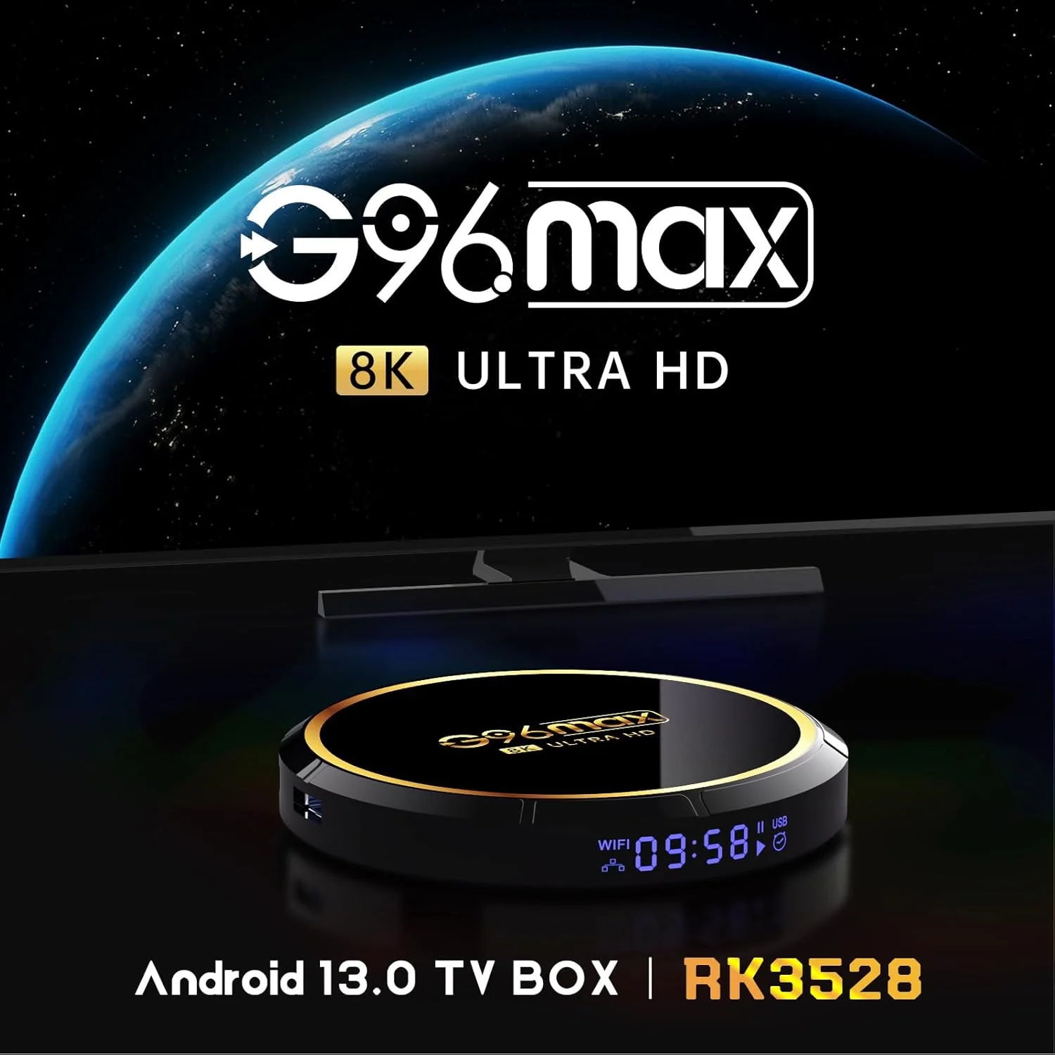 اندروید باکس CHROX مدل TV Box با اندروید 13.0، رم 4 گیگابایت، حافظه داخلی 64 گیگابایت، پردازنده RK3528، وای فای 6، بلوتوث 5.0، همراه با مینی کیبورد، USB 2.0، کیفیت Ultra HD 8K، حالت HLG، وای فای دو بانده 2.4 و 5.8 گیگاهرتز، اندروید باکس، 2 گیگابایت رم + 16 گیگابایت حافظه داخلی