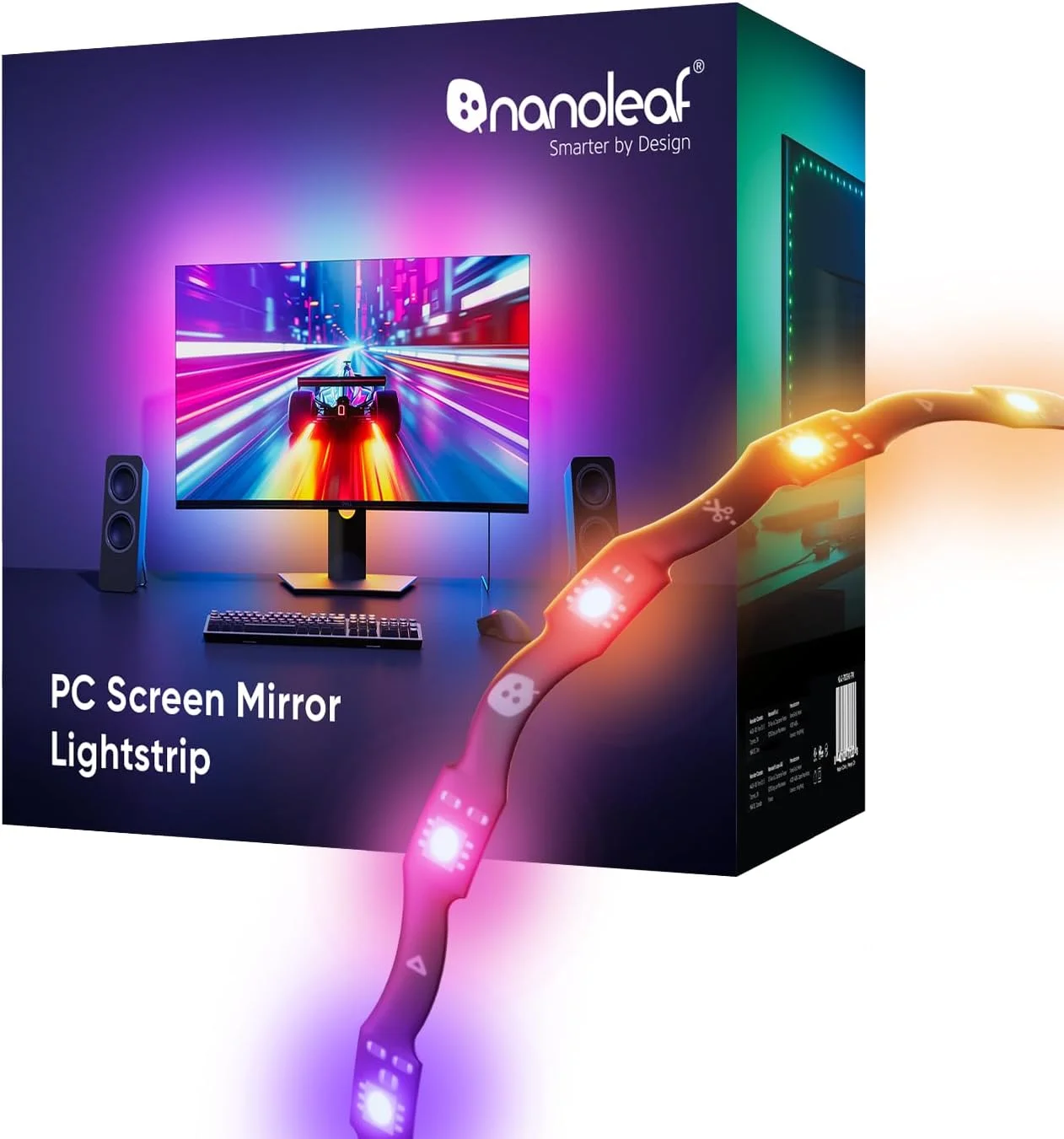 نوار LED نورپردازی صفحه نمایش کامپیوتر Nanoleaf، نوار زیگزاگی 2.5 متری RGB IC، اتصال یکپارچه به صفحه نمایش تا 32 اینچ، نوار نور هوشمند USB-C مخصوص بازی، همگام‌سازی مستقیم موسیقی و صحنه‌های پویا از طریق برنامه دسکتاپ