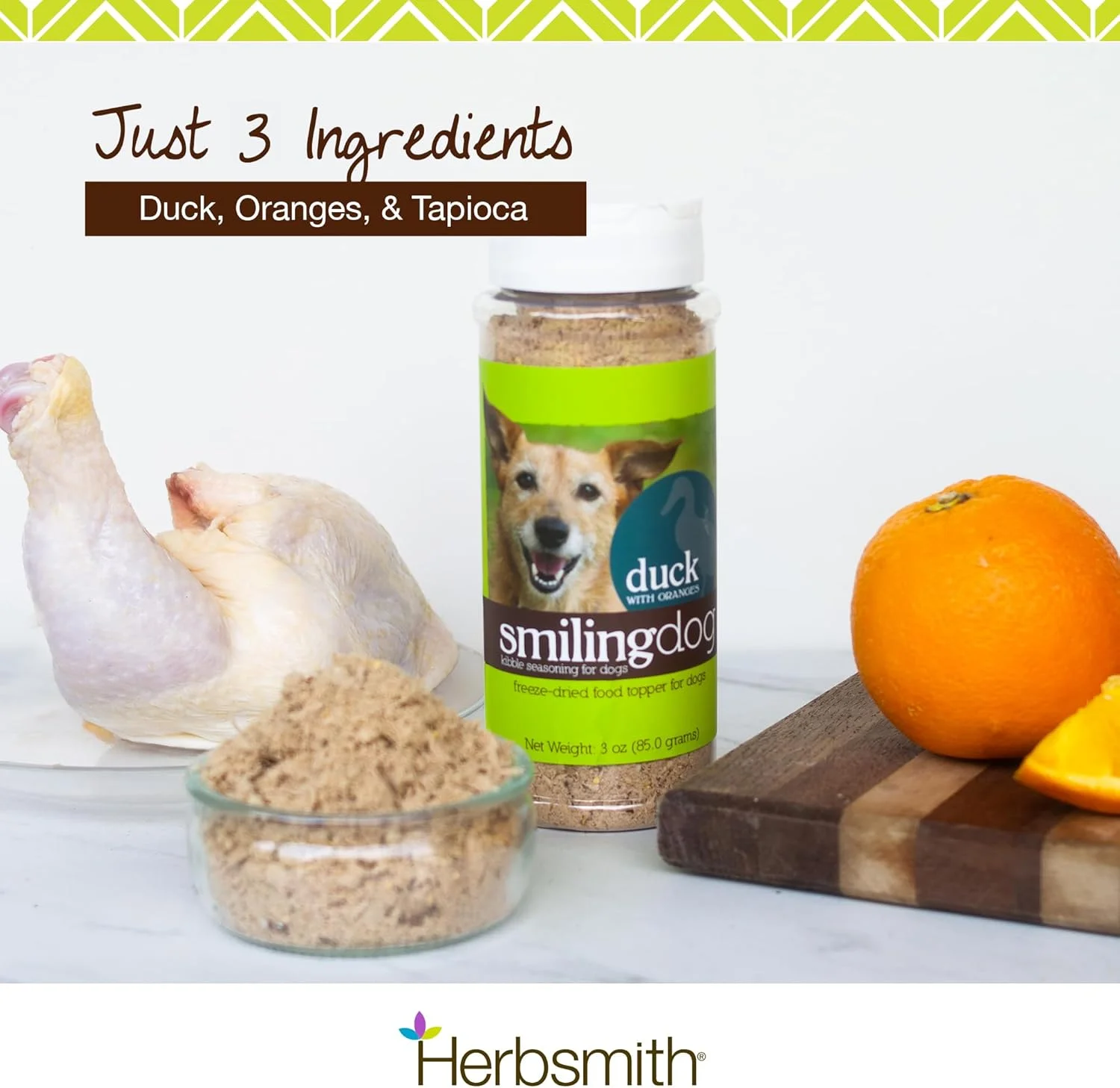 چاشنی غذای خشک سگ Herbsmith با طعم اردک خشک شده برای سگ های بد غذا