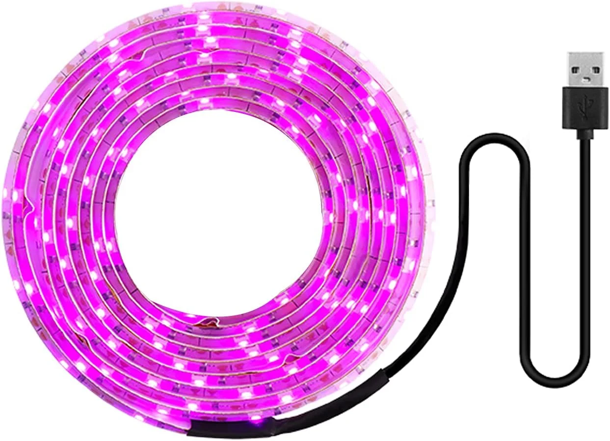 نوار چراغ رشد گیاه LED فول اسپکتروم Morelian، نوار چراغ USB رشد گیاه 5 متری 2835 SMD DC5V LED فیتو تیپ برای بذر گیاهان، گل ها، گلخانه ها، سبزیجات سرپوشیده، جوانه گل، فیتولامپی