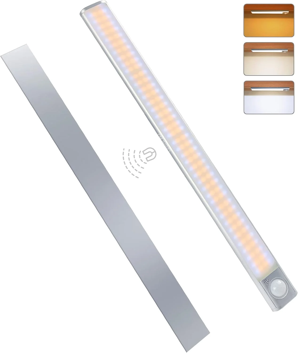 چراغ کابینتی شارژی 160LED، چراغ کمدی حسگر حرکتی بی سیم، باتری 1800 میلی آمپر ساعتی با کم نور شدن تدریجی، نصب مغناطیسی برای کمد لباس، کابینت، کنار، آشپزخانه