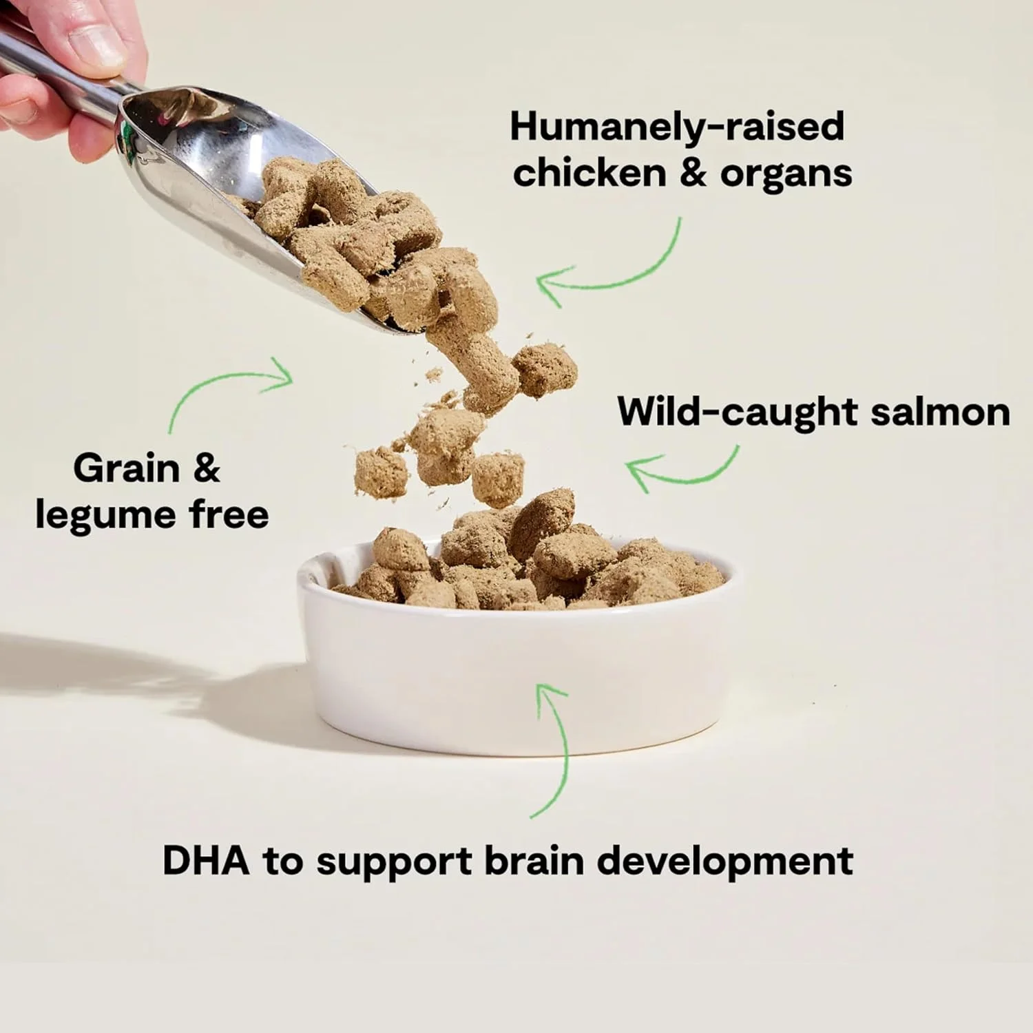 غذای سگ خشک شده با انجماد اوپن فارم، غذای توله سگ خام، تکه های کوچک با 95% گوشت، اندام ها و استخوان، محصولات ارگانیک و سوپرفودها، غذای کامل یا مکمل غذای سگ خشک شده با انجماد، دستور پخت مرغ و ماهی سالمون برای توله سگ، بسته 382 گرمی