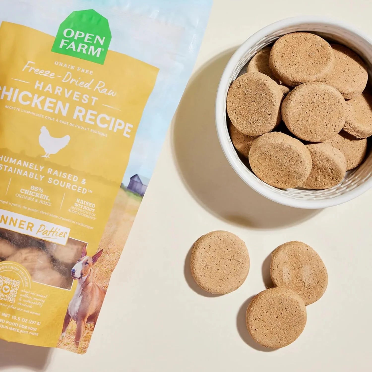 غذای خشک سگ اوپن فارم، پتی مرغ برداشت شده خام منجمد - 297 گرم