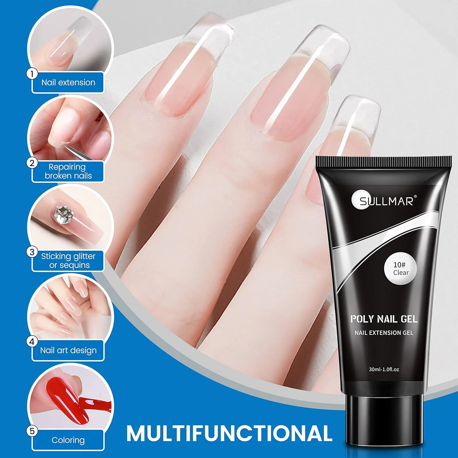 کیت ژل پلی ناخن شفاف SULLMAR 30ml، ژل سازنده ناخن، ژل پلی اکستنشن ناخن، طراحی هنر ناخن، رنگ های ژل پلی ناخن با برس ناخن، 40 عدد فرم دوگانه برای کیت ناخن برای خانه و DIY کیت ژل پلی ناخن شفاف SULLMAR 30ml، ژل سازنده ناخن، ژل پلی اکستنشن ناخن، طراحی هنر ناخن، رنگ های ژل پلی ناخن با برس ناخن، 40 عدد فرم دوگانه برای کیت ناخن برای خانه و DIY