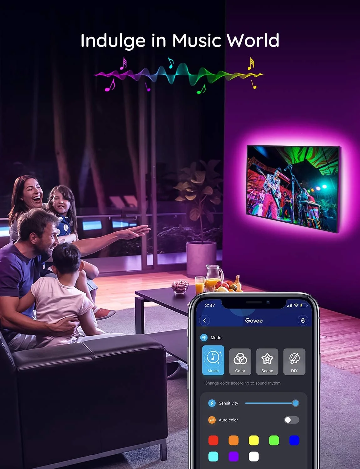 نور پس زمینه LED تلویزیون Govee، نوار نور LED برای تلویزیون، کار با الکسا و گوگل هوم، تغذیه از طریق USB برای تلویزیون های 40-60 اینچ (2 عدد 50 سانتی متری + 2 عدد 100 سانتی متری)