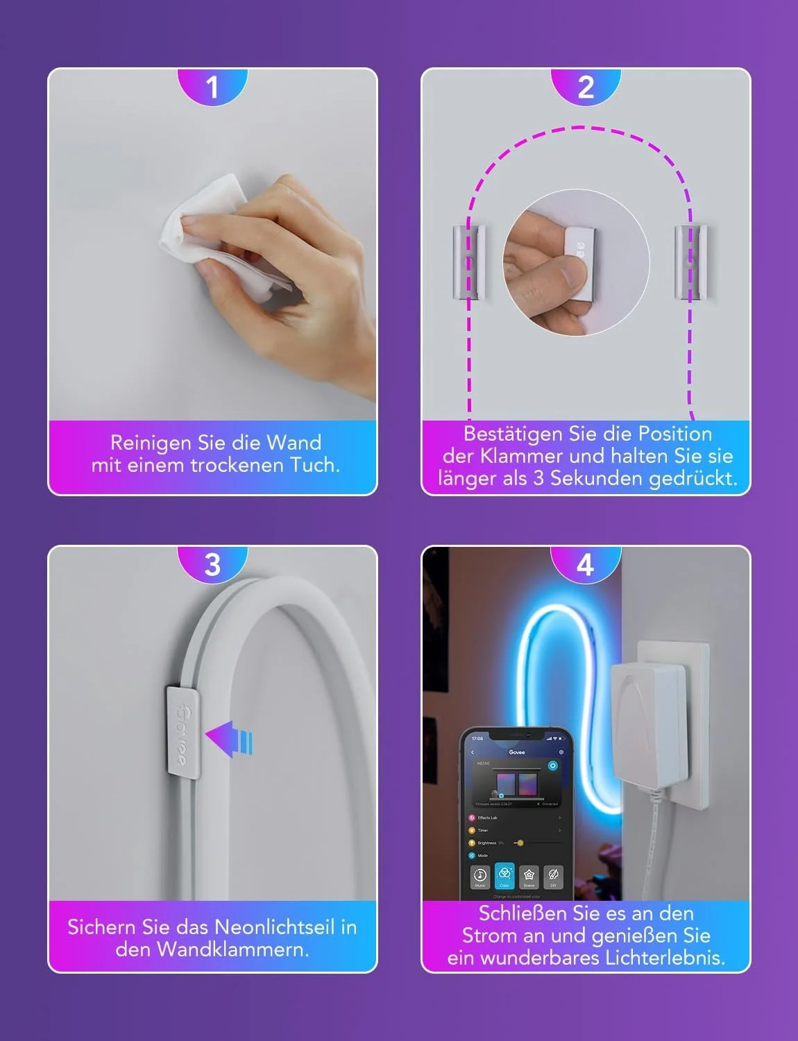 بست نگهدارنده نئون ال ای دی Govee، 20 عدد، مناسب پروفایل H61A1