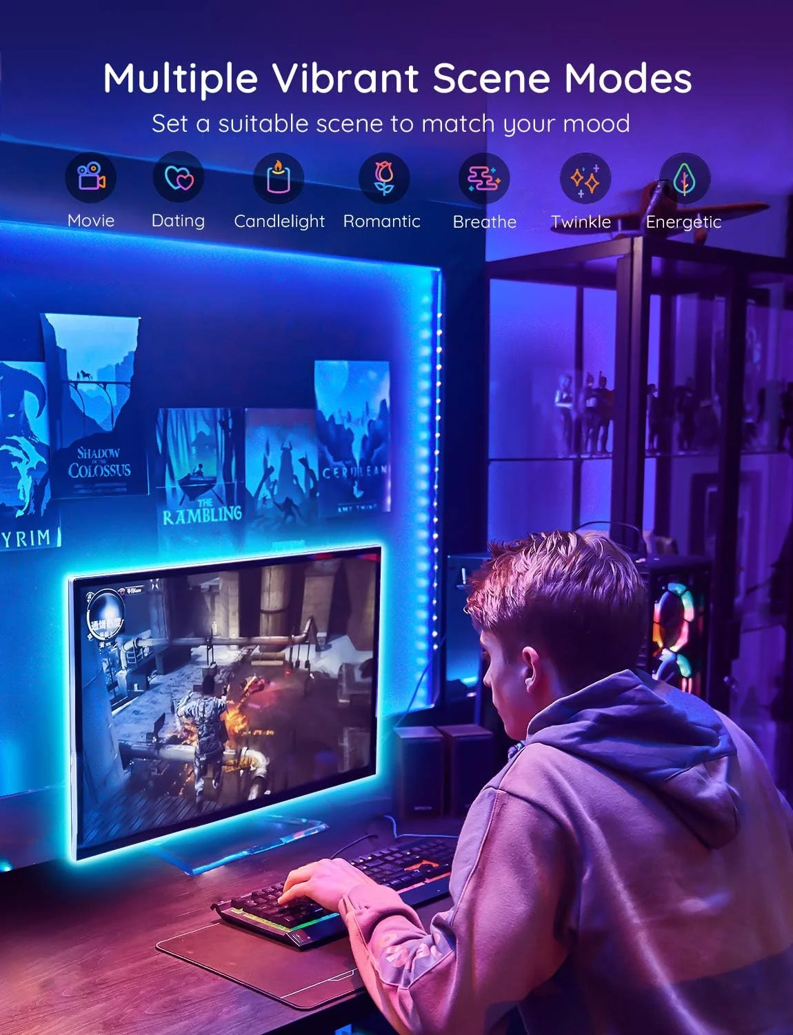 نور پس زمینه LED تلویزیون Govee، نوار نور LED برای تلویزیون، کار با الکسا و گوگل هوم، تغذیه از طریق USB برای تلویزیون های 40-60 اینچ (2 عدد 50 سانتی متری + 2 عدد 100 سانتی متری)