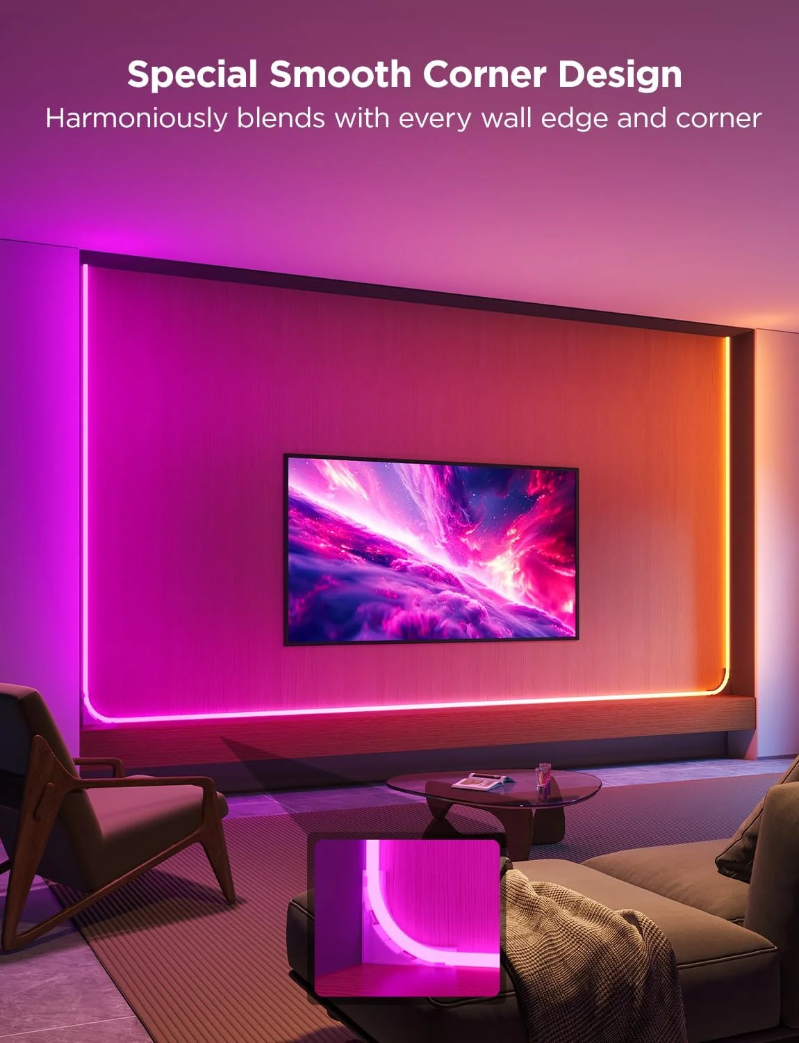 چراغ طنابی نئونی Govee برای حاشیه دیوار، چراغ های طنابی LED سازگار با Matter، Google Assistant، Alexa، چراغ های نواری RGBIC 16.4 فوتی با کنترل برنامه هوشمند و همگام سازی موسیقی برای اتاق نشیمن، اتاق خواب، گوشه های دیوار