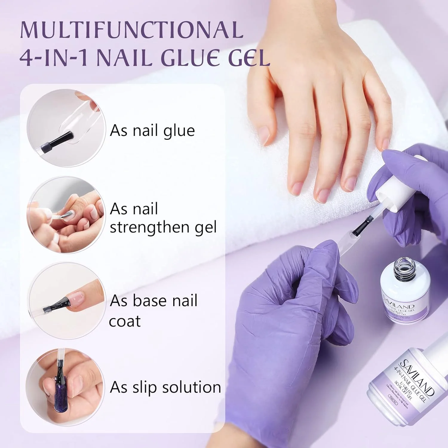 چسب کاشت ناخن ژلی سری SAVILAND SSProTip X 4.0، بسته 2 عددی 15 میلی لیتری - چسب ناخن با کیفیت سالنی به همراه برس دقیق، چسبندگی بادوام برای تیپ های اکریلیک، مناسب برای مانیکور خانگی و طراحی حرفه ای ناخن