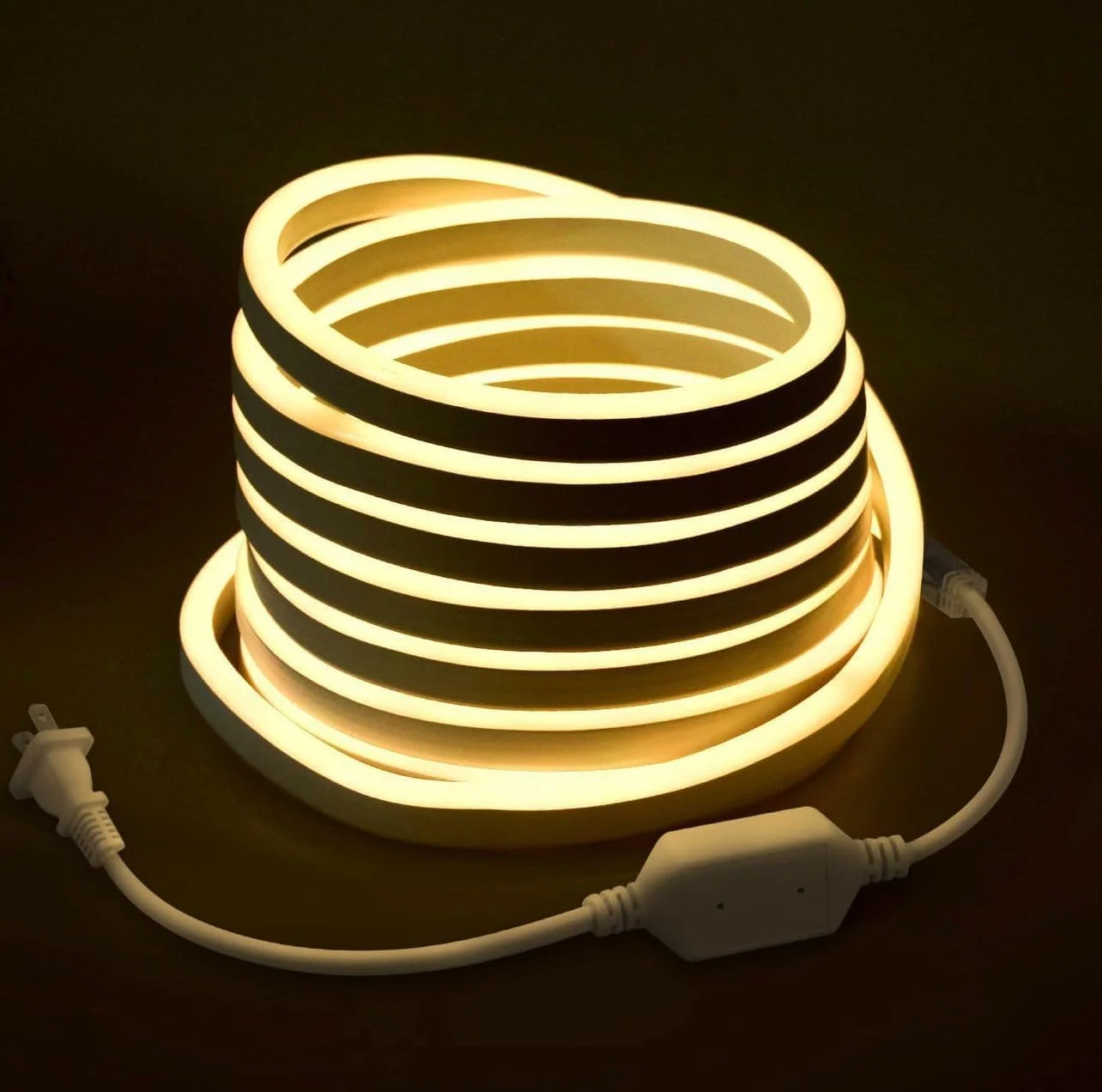 نوار چراغ ال ای دی نئون طنابی، 50 متری، انعطاف پذیر، ضد آب IP67، AC220V، 3000K سفید گرم، مناسب فضای داخلی و خارجی