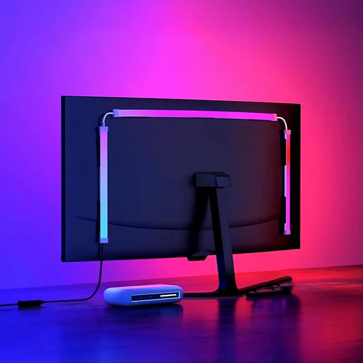نور پس زمینه LED مانیتور گیمینگ، نور پس زمینه RGB برای مانیتور کامپیوتر 24 اینچی، نوار نور LED گیمینگ همگام با رنگ صفحه نمایش و موسیقی برای بازی ها، فیلم ها و غیره، پشتیبانی از PC یا Mac (24 اینچ)
