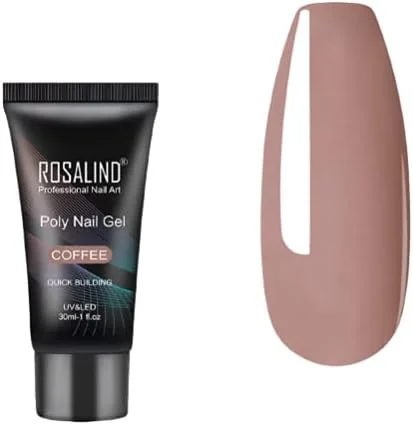 لا رزا Productos Profesionales ROSALIND پلی ژل برای کاشت ناخن، طراحی ناخن، مانیکور، ژل اکریلیک، لاک ژل هیبرید 30 میلی لیتر، لاک پلی ژل (COFFEE-09)