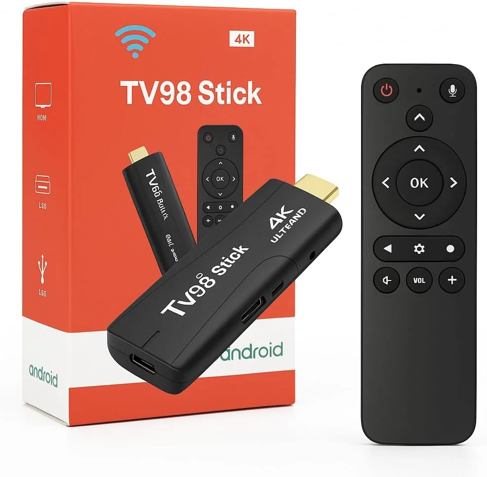 اندروید 12.0 تی وی باکس، 2025 اسمارت تی وی استیک باکس، استریمینگ استیک 4K، رم 2 گیگابایت رام 16 گیگابایت دوال وای فای 2.4G/5.8G پخش کننده رسانه ای استریمینگ 4K HDR HD