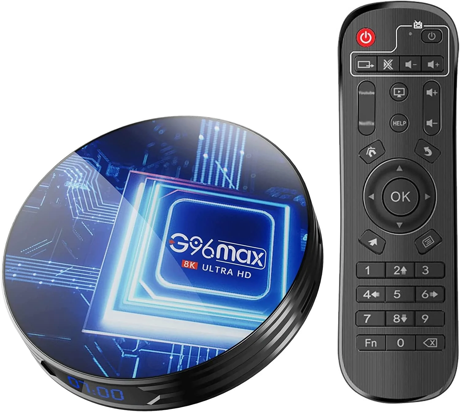 اندروید تی وی باکس 11.0 با 4 گیگابایت رم و 128 گیگابایت رام، پردازنده چهارهسته‌ای S905x4، پشتیبانی از Ultra 3D 4K، وای فای دوگانه 2.4G 5.8G، بلوتوث 4.1، USB 3.0، اینترنت 1000M، جعبه پخش ویدیو استریمینگ، ست تاپ باکس، 4GB+128GB