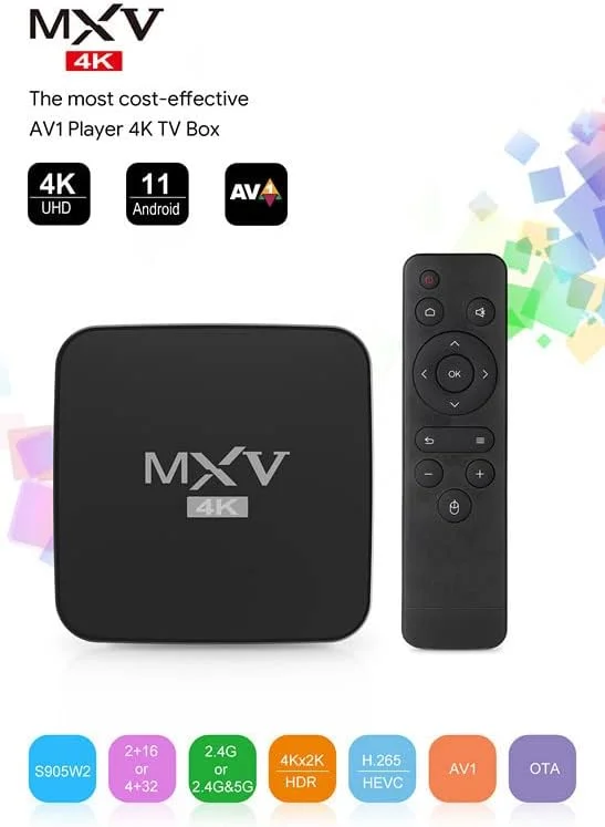 اندروید باکس 11.0، 4 گیگابایت رم + 32 گیگابایت رام S905W2 64 بیتی ARM Cortex-A53 با فرکانس تا 1.5 گیگاهرتز، پشتیبانی از وای فای دوگانه 2.4G 5G / 4K / BT 5.0 / 3D / USB 2.0 / H.265، اندروید باکس هوشمند، 2 گیگابایت رم + 16 گیگابایت