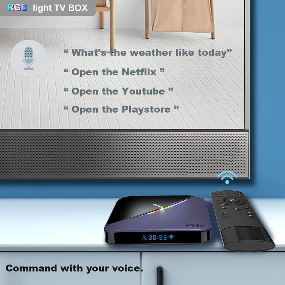 اندروید تی وی باکس 11.0، رم 4 گیگابایتی رام 64 گیگابایتی S905W2 چهار هسته ای پشتیبانی از Cast Screen وای فای 2.4G/5G بلوتوث 4.0 3D 8K USB 3.0 LAN 100M اترنت جعبه تلویزیون هوشمند با مینی کیبورد بی سیم، 4 گیگابایت + 64 گیگابایت