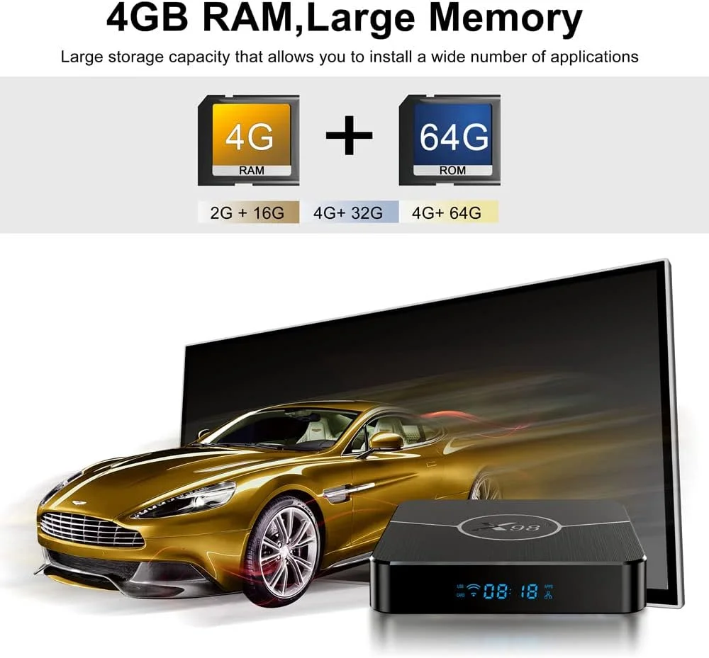 اسمارت تی وی باکس، اندروید تی وی باکس 11.0، 4K 4GB RAM/64GB ROM تی وی باکس با رزولوشن بالا 3D، تی وی باکس با پردازنده S905W2، پشتیبانی از وای فای 2.4G/5.0Ghz، بلوتوث 4.1 و ست تاپ باکس اترنت 100M، 2gb+16gb