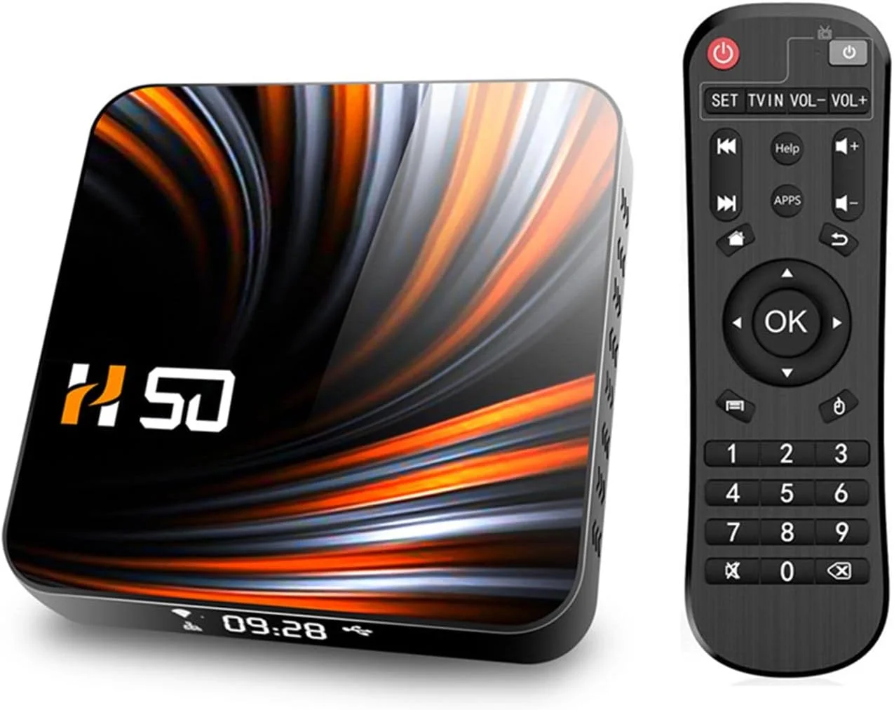 اندروید باکس H50 با اندروید 10.0، 4 گیگابایت رم + 64 گیگابایت حافظه داخلی، پردازنده چهار هسته ای RK3318 64 بیتی ARM Cortex-A53، وای فای دو بانده 2.4/5.8G، پورت LAN 10-100M، بلوتوث 4.1، H.265 UHD 4K، 4 گیگابایت رم + 64 گیگابایت حافظه داخلی