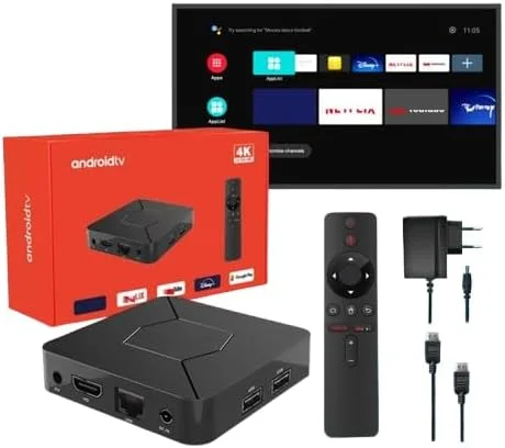 اندروید باکس هوشمند 10.0، پخش کننده رسانه 4K، رم 2 گیگابایت، حافظه 8 گیگابایت، ریموت کنترل صوتی، Q5 Allwinner H313