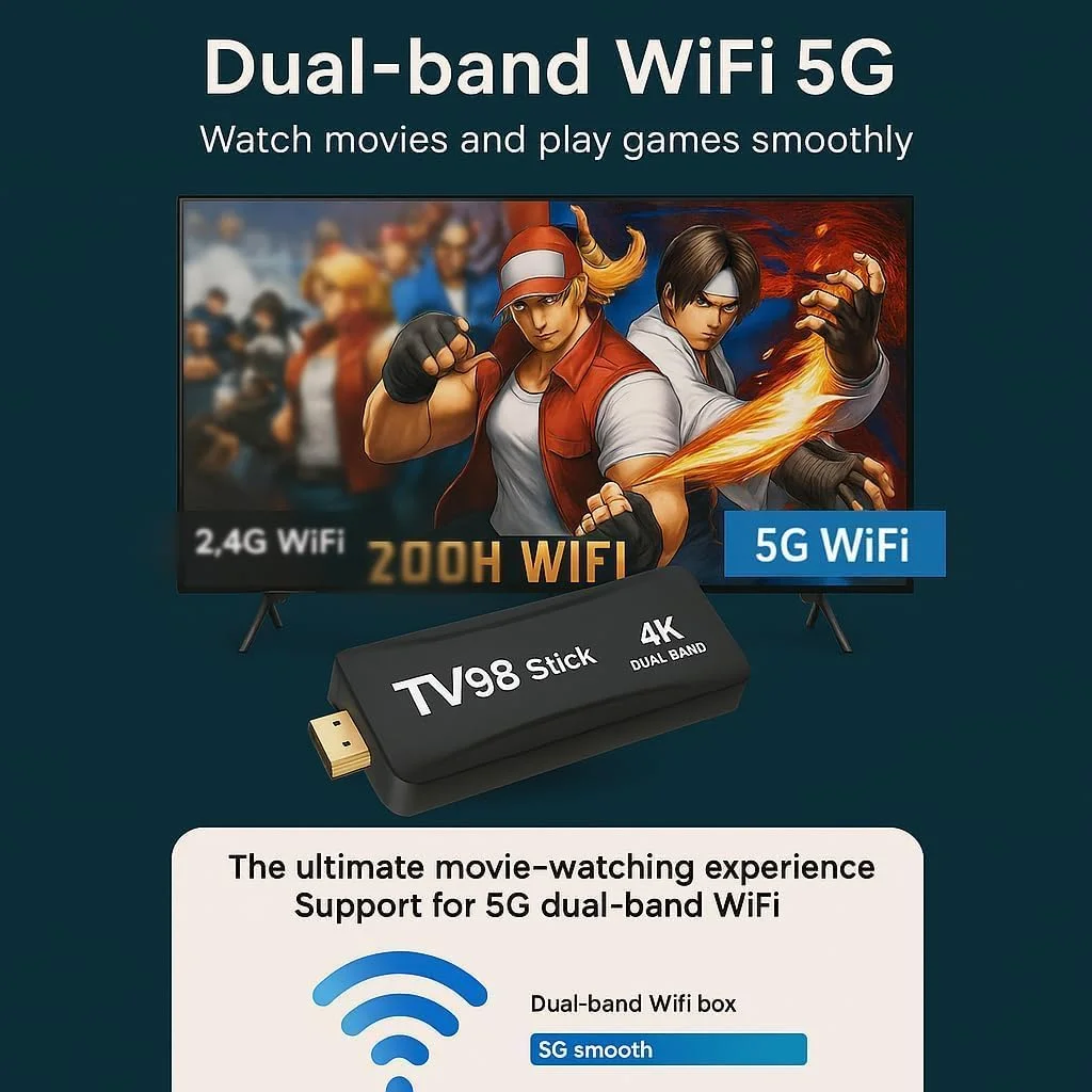 اندروید تی وی استیک 4K مینی اسمارت تی وی باکس DDR4 2GB رم 16GB چهار هسته ای 64 بیتی دوگانه 2.4GHz/5GHz وای فای HDR10+ الترا USB HD اسمارت تی-وی استیک باکس استریمینگ مدیا (H 2+16)