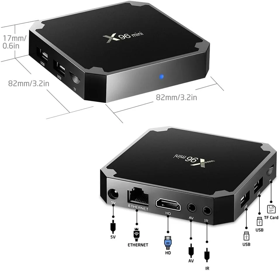 اندروید باکس تلویزیون X96 Mini، پخش کننده رسانه 4K، وای فای، پشتیبانی از ویدیو سه بعدی اندروید باکس تلویزیون X96 Mini، پخش کننده رسانه 4K، وای فای، پشتیبانی از ویدیو سه بعدی