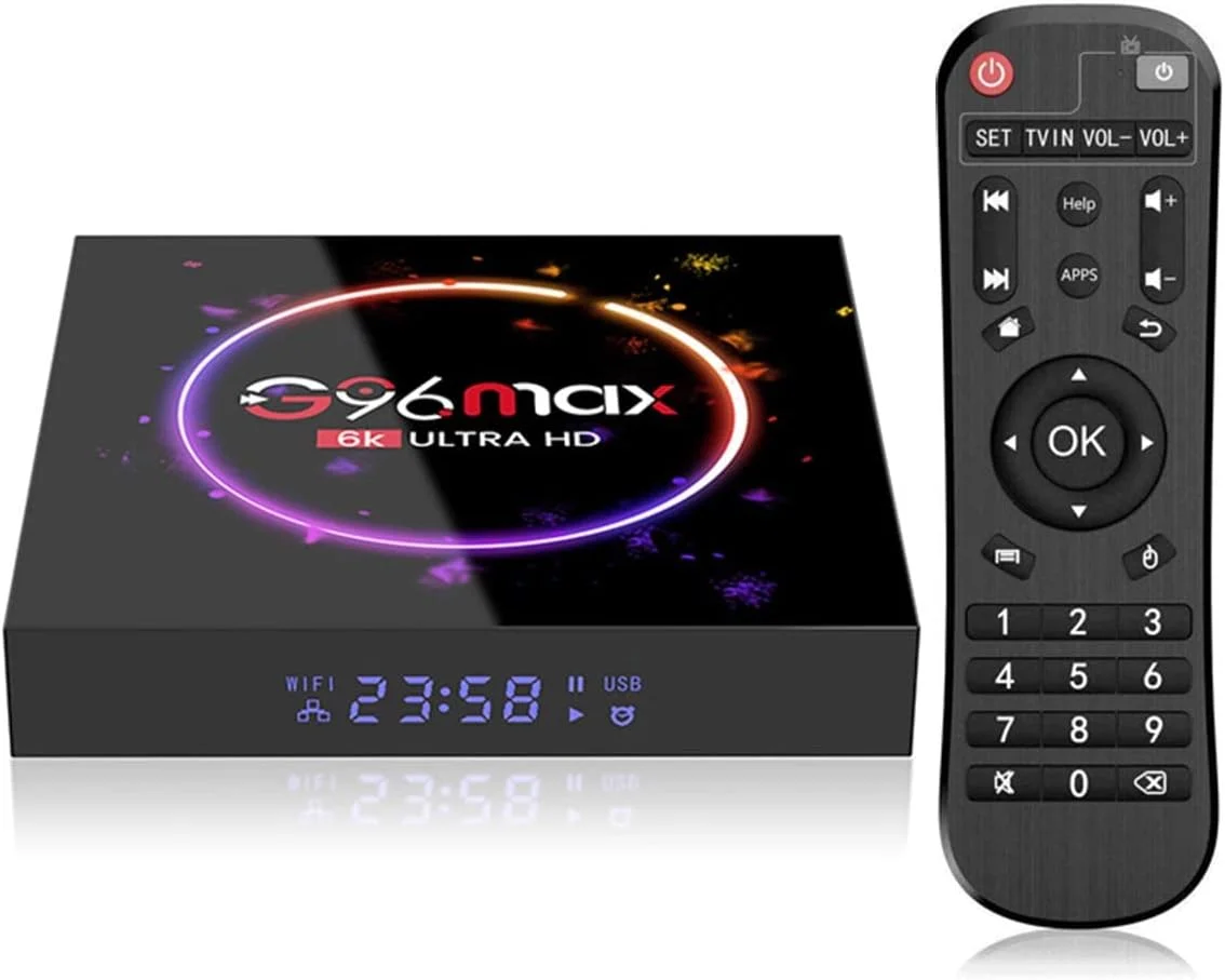 اندروید باکس 11، G96max H616 چهار هسته ای 64 بیتی، 4 گیگابایت رم 32 گیگابایت رام اندروید باکس با LAN 1000M، دوگانه وای فای 2.4G/5G AV1 6K/4K 3D USB 3.0 BT 4.2 ست تاپ باکس، 2gb+16gb