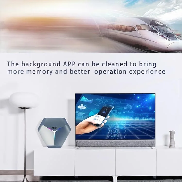 اندروید باکس هوشمند A95X F4 8K UHD با اندروید 10.0 و ریموت کنترل، پردازنده چهارهسته‌ای Amlogic S905X4 Cortex-A55 تا 2.0 گیگاهرتز، رم: 4 گیگابایت، رام: 128 گیگابایت، وای فای 2.4 گیگاهرتز/5 گیگاهرتز، بلوتوث، دوشاخه UK