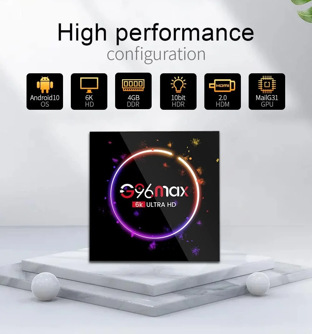 اندروید باکس 11، G96max H616 چهار هسته ای 64 بیتی، 4 گیگابایت رم 32 گیگابایت رام اندروید باکس با LAN 1000M، دوگانه وای فای 2.4G/5G AV1 6K/4K 3D USB 3.0 BT 4.2 ست تاپ باکس، 2gb+16gb