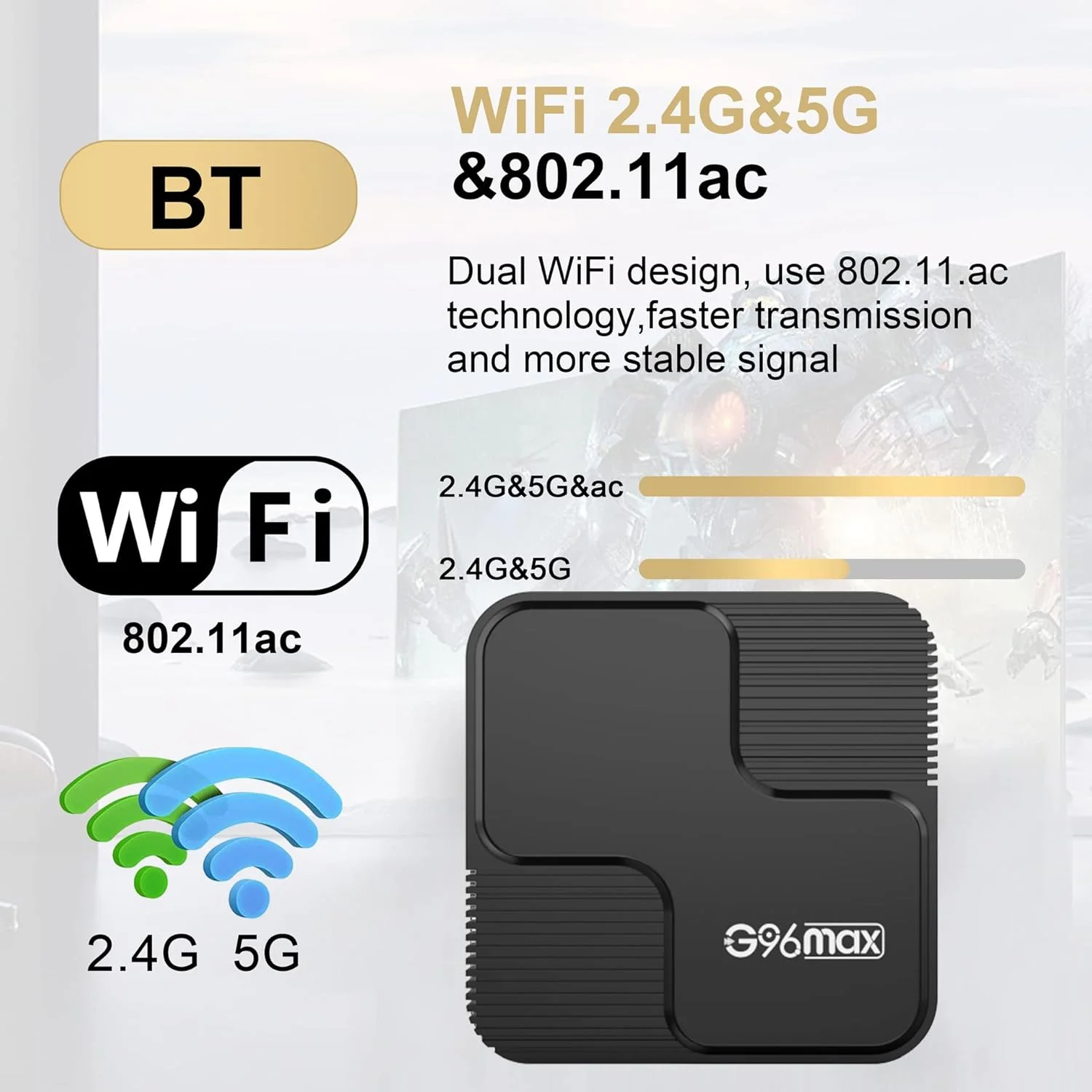 اندروید تی وی باکس 12.0، G96MAX با 4 گیگابایت رم و 64 گیگابایت رام با پردازنده چهار هسته ای 64 بیتی H618، اندروید باکس دوگانه وای فای 2.4 گیگاهرتز/5 گیگاهرتز BT 4.2 USB 3.0 3D 4K/6K ست تاپ باکس، 4 گیگابایت + 64 گیگابایت اندروید تی وی باکس 12.0، G96MAX با 4 گیگابایت رم و 64 گیگابایت رام با پردازنده چهار هسته ای 64 بیتی H618، اندروید باکس دوگانه وای فای 2.4 گیگاهرتز/5 گیگاهرتز BT 4.2 USB 3.0 3D 4K/6K ست تاپ باکس، 4 گیگابایت + 64 گیگابایت