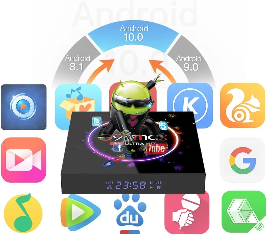 اندروید باکس 11، G96max H616 چهار هسته ای 64 بیتی، 4 گیگابایت رم 32 گیگابایت رام اندروید باکس با LAN 1000M، دوگانه وای فای 2.4G/5G AV1 6K/4K 3D USB 3.0 BT 4.2 ست تاپ باکس، 2gb+16gb