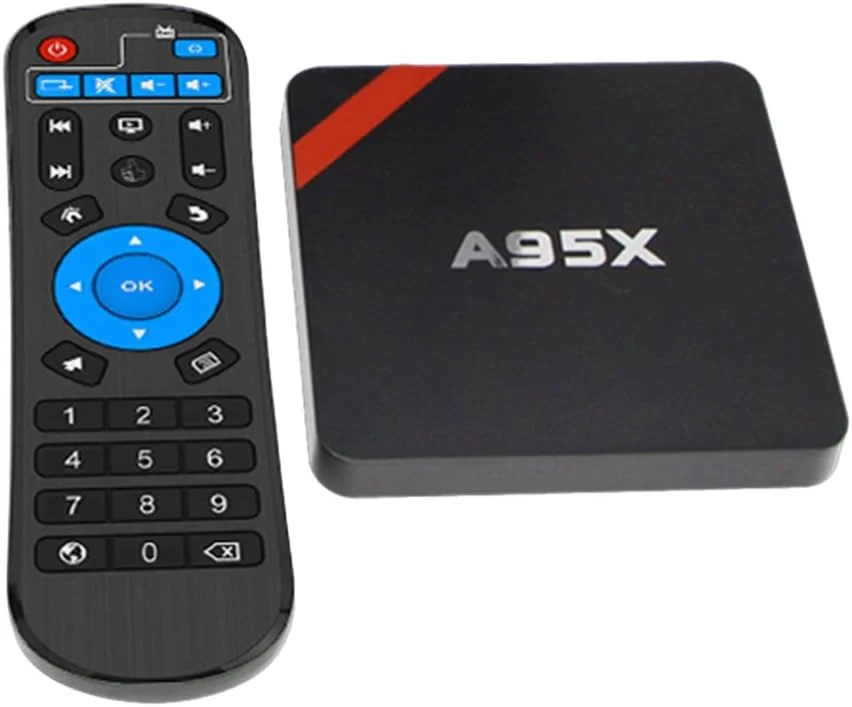 اندروید باکس هوشمند A95X، اندروید 6.0، پردازنده چهارهسته‌ای Amlogic S905X، 64 بیتی، UHD 4K، رم 1 گیگابایت، حافظه 8 گیگابایت، مینی کامپیوتر VP9، وای فای و LAN، H.265، DLNA، Miracast، پخش کننده رسانه، دوشاخه UK
