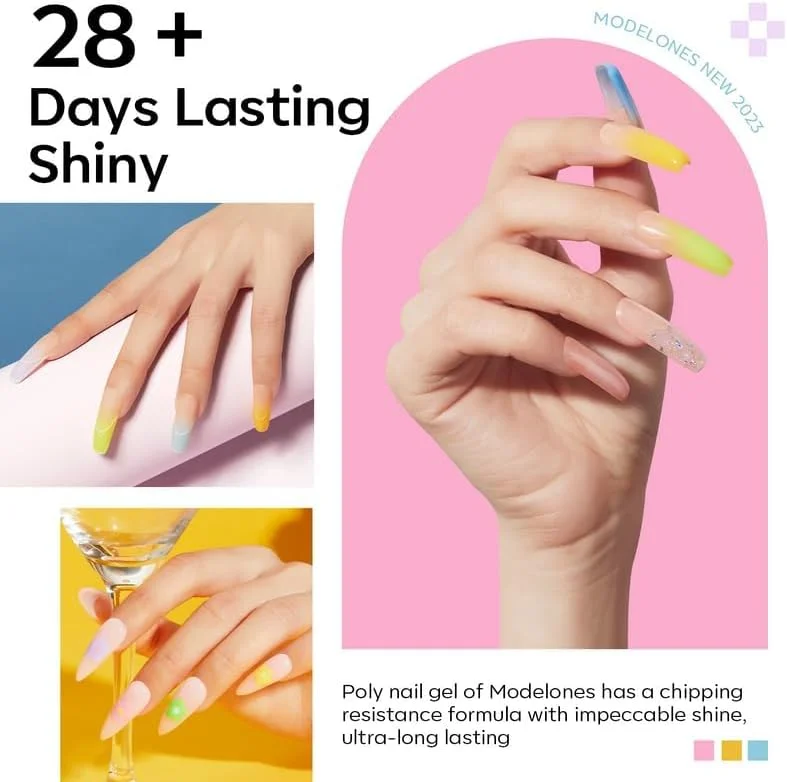 ست ژل پلی ناخن مدلونز، 12 رنگ رنگین کمانی تابستانی روشن نئونی برای اکستنشن ناخن ست ژل پلی ناخن مدلونز، 12 رنگ رنگین کمانی تابستانی روشن نئونی برای اکستنشن ناخن