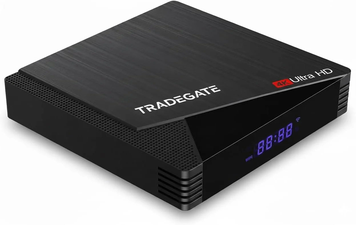 اندروید باکس TRADEGATE Pro Ultra HD - پخش کننده رسانه 4K با کنترل از راه دور، وای فای دو بانده و دستگاه استریم HDMI برای تلویزیون هوشمند، برنامه های اندروید و Screen Mirroring