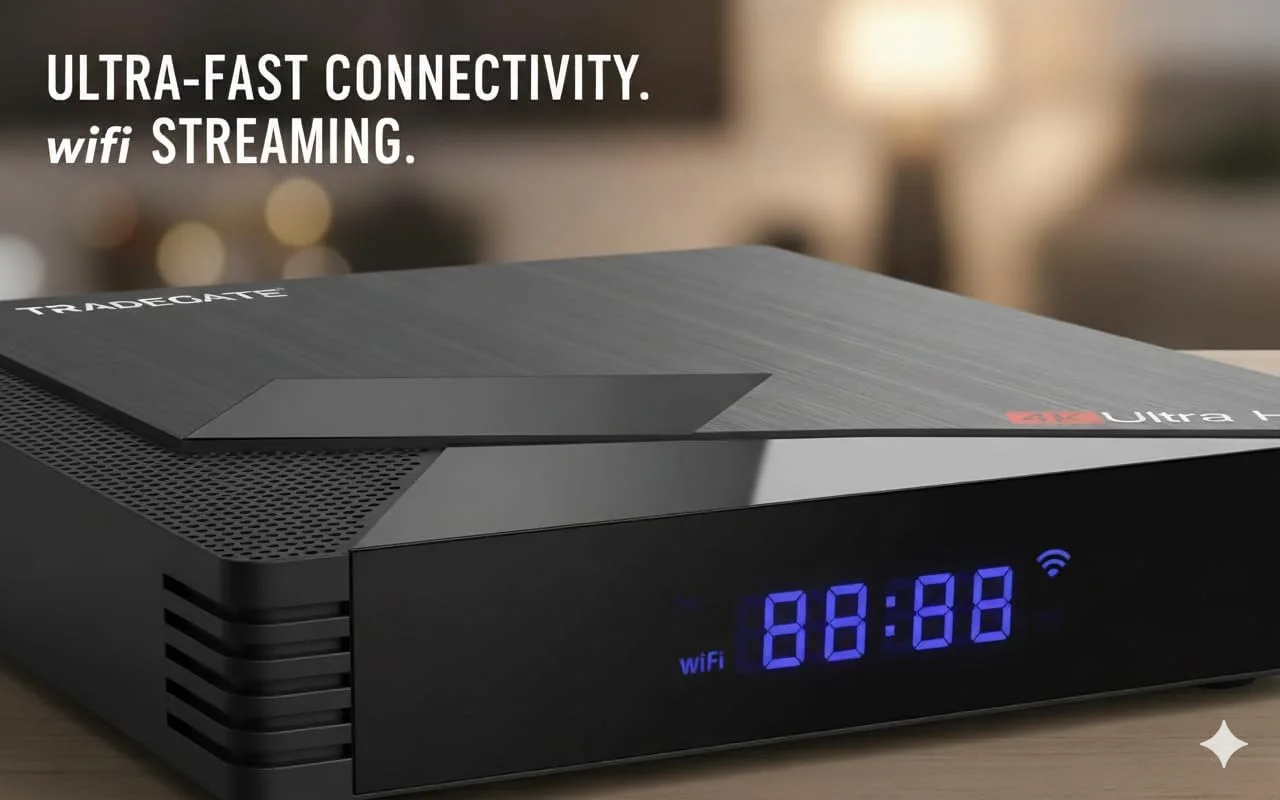 اندروید باکس TRADEGATE Pro Ultra HD - پخش کننده رسانه 4K با کنترل از راه دور، وای فای دو بانده و دستگاه استریم HDMI برای تلویزیون هوشمند، برنامه های اندروید و Screen Mirroring اندروید باکس TRADEGATE Pro Ultra HD - پخش کننده رسانه 4K با کنترل از راه دور، وای فای دو بانده و دستگاه استریم HDMI برای تلویزیون هوشمند، برنامه های اندروید و Screen Mirroring