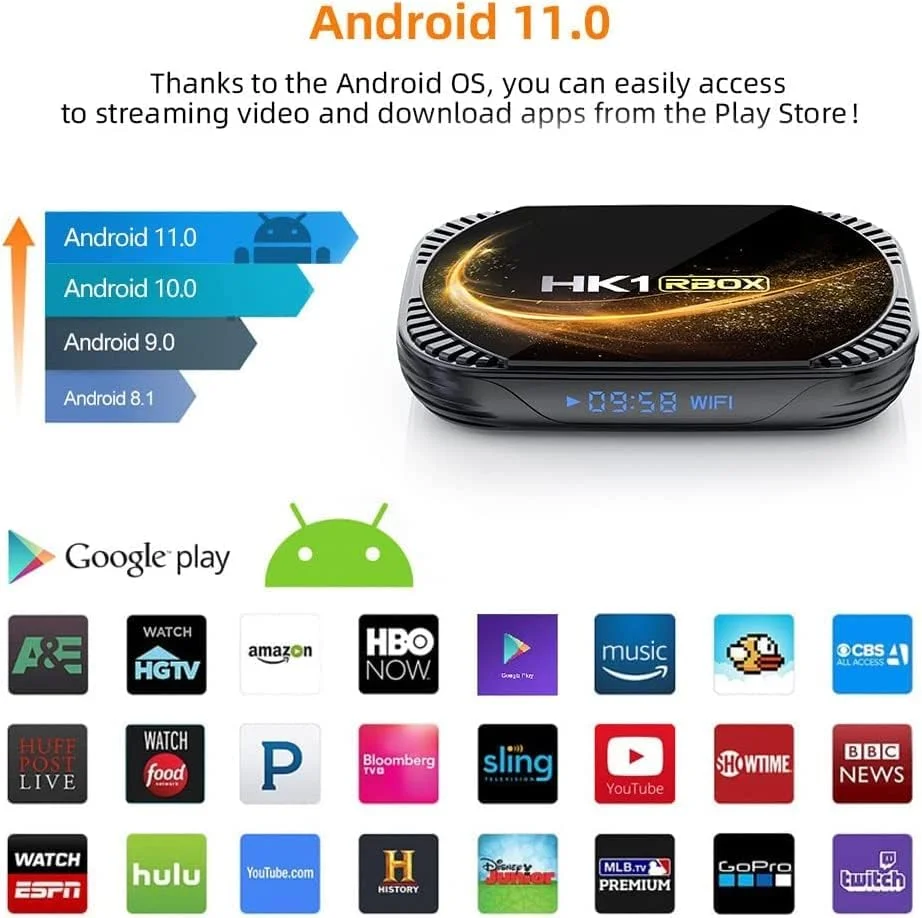 اندروید باکس 11.0، اندروید باکس Amlogic S905X4 مدل HK1 Box با 4 گیگابایت رم و 128 گیگابایت رام، وای فای دوگانه 2.4 گیگاهرتز/5 گیگاهرتز، بلوتوث، چهار هسته ای 64 بیتی، 3D/8K 1000M ست تاپ باکس، 4 گیگابایت + 128 گیگابایت اندروید باکس 11.0، اندروید باکس Amlogic S905X4 مدل HK1 Box با 4 گیگابایت رم و 128 گیگابایت رام، وای فای دوگانه 2.4 گیگاهرتز/5 گیگاهرتز، بلوتوث، چهار هسته ای 64 بیتی، 3D/8K 1000M ست تاپ باکس، 4 گیگابایت + 128 گیگابایت