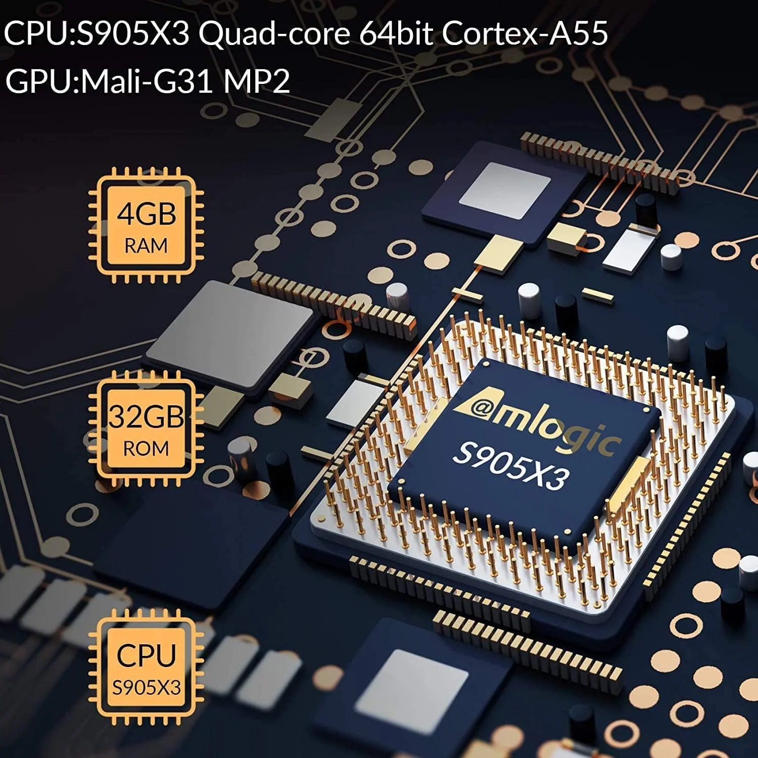 اندروید باکس 10.0، رم 4 گیگابایت حافظه 32 گیگابایت، اندروید باکس هوشمند Amlogic S905X3 64-Bit Quad Core ARM Cortex A55 CPU/Dual Wifi 2.4/5Ghz BT4.0، پشتیبانی از 8K 3D/H.265