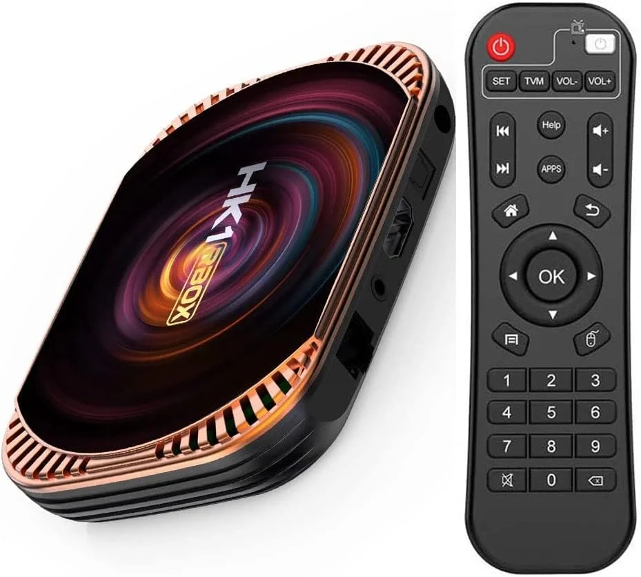 اندروید باکس 11.0، اندروید باکس Amlogic S905X4 مدل HK1 با 4 گیگابایت رم و 128 گیگابایت رام، وای فای دوگانه 2.4 گیگاهرتز/5 گیگاهرتز، بلوتوث، چهار هسته ای 64 بیتی، 3D/8K 1000M ست تاپ باکس، 4 گیگابایت + 64 گیگابایت