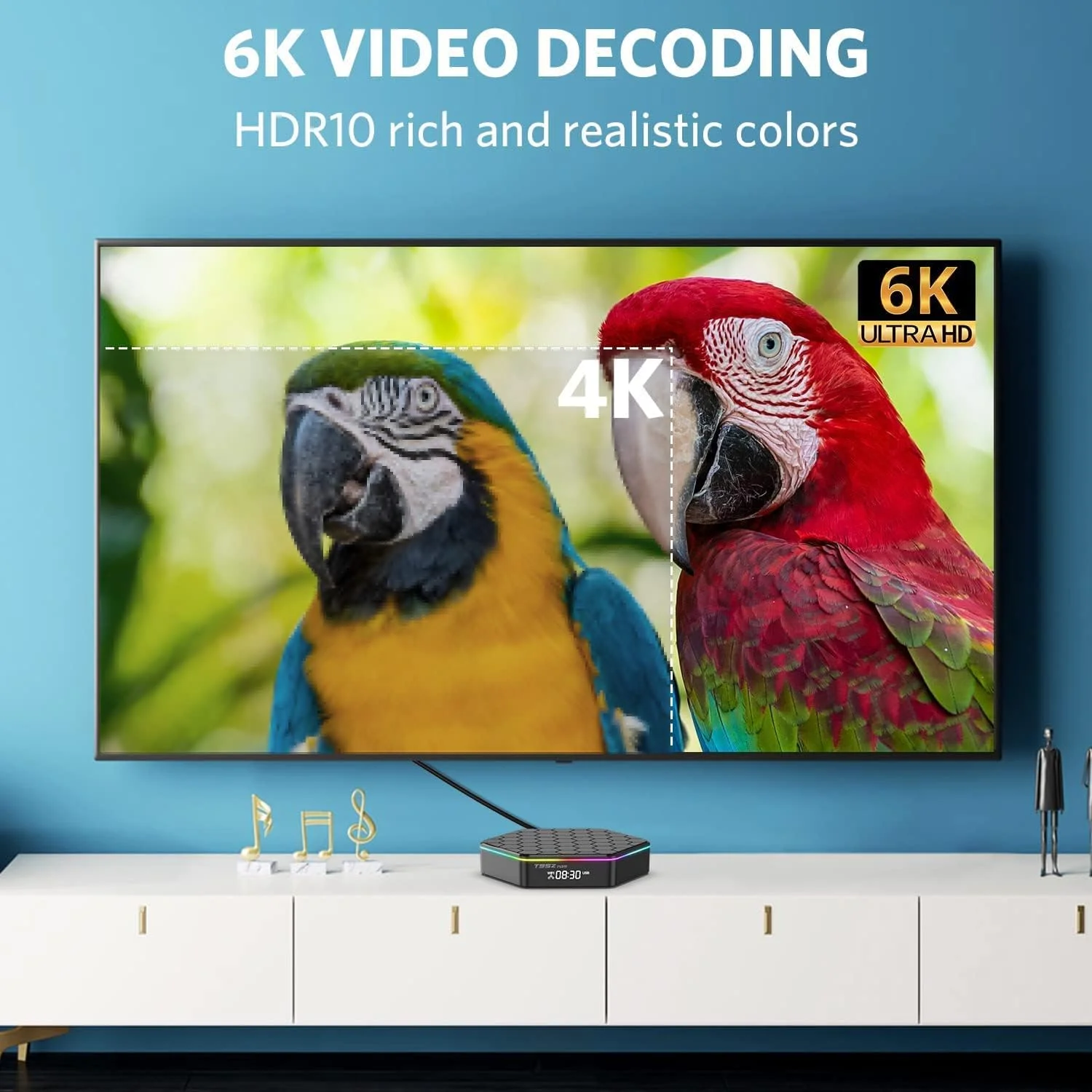 اندروید 12.0 تی وی باکس، ست تاپ باکس 4 گیگابایت رم 6 گیگابایت رام Allwinner H618 چهار هسته ای 64 بیتی پشتیبانی از HD 6K/ 3D/ H.265 اترنت 2.4/5G وای فای دوگانه BT 5.0 با مینی کیبورد بی سیم، 2gb+16gb