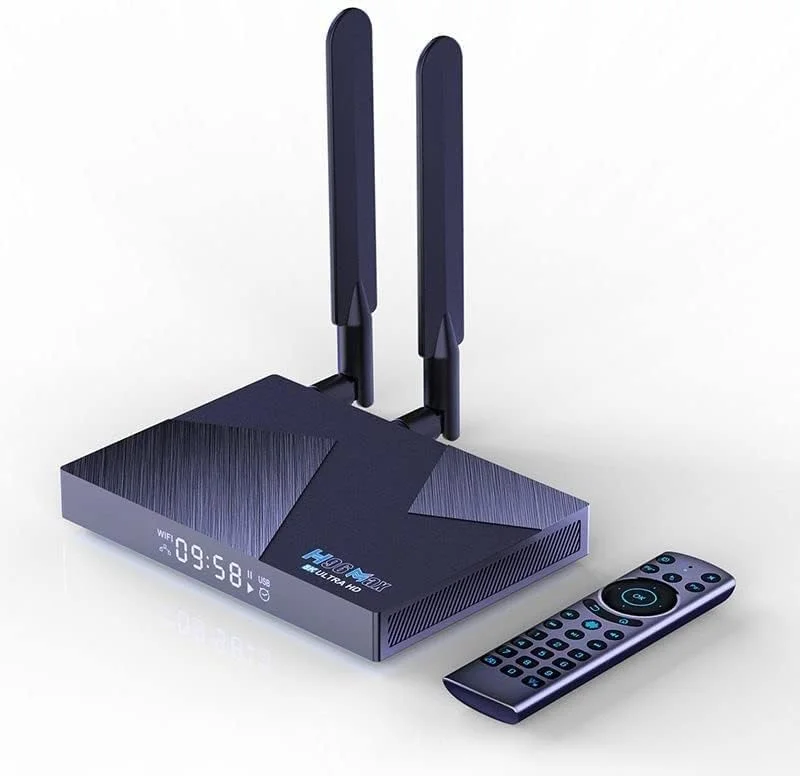 اندروید باکس هوشمند AMITVA مدل H96 MAX V58 با اندروید 12.0، پردازنده Rockchip RK3588 چهار هسته ای، 8 گیگابایت رم، 64 گیگابایت حافظه داخلی، شبکه LAN 1000M، وای فای دوگانه 2.4 و 5G Wifi6 و بلوتوث 5.0
