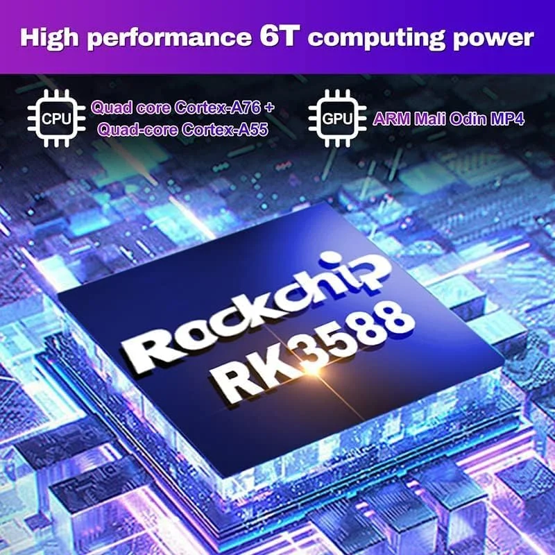 اندروید باکس هوشمند AMITVA مدل H96 MAX V58 با اندروید 12.0، پردازنده Rockchip RK3588 چهار هسته ای، 8 گیگابایت رم، 64 گیگابایت حافظه داخلی، شبکه LAN 1000M، وای فای دوگانه 2.4 و 5G Wifi6 و بلوتوث 5.0