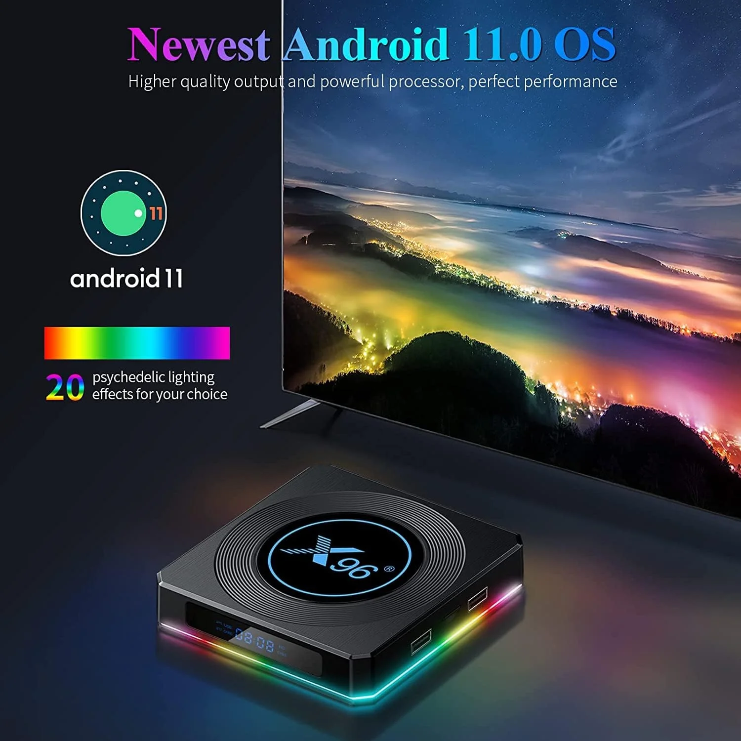 اندروید تی وی باکس 11.0، رم 4 گیگابایت رام 64 گیگابایت، ست تاپ باکس Amlogic S905X4، دوال وای فای 2.4G/5G اترنت 1000M LAN بلوتوث 4.2 با 8K/6K/3D/USB 3.0 با مینی کیبورد وایرلس، 4gb+64gb اندروید تی وی باکس 11.0، رم 4 گیگابایت رام 64 گیگابایت، ست تاپ باکس Amlogic S905X4، دوال وای فای 2.4G/5G اترنت 1000M LAN بلوتوث 4.2 با 8K/6K/3D/USB 3.0 با مینی کیبورد وایرلس، 4gb+64gb