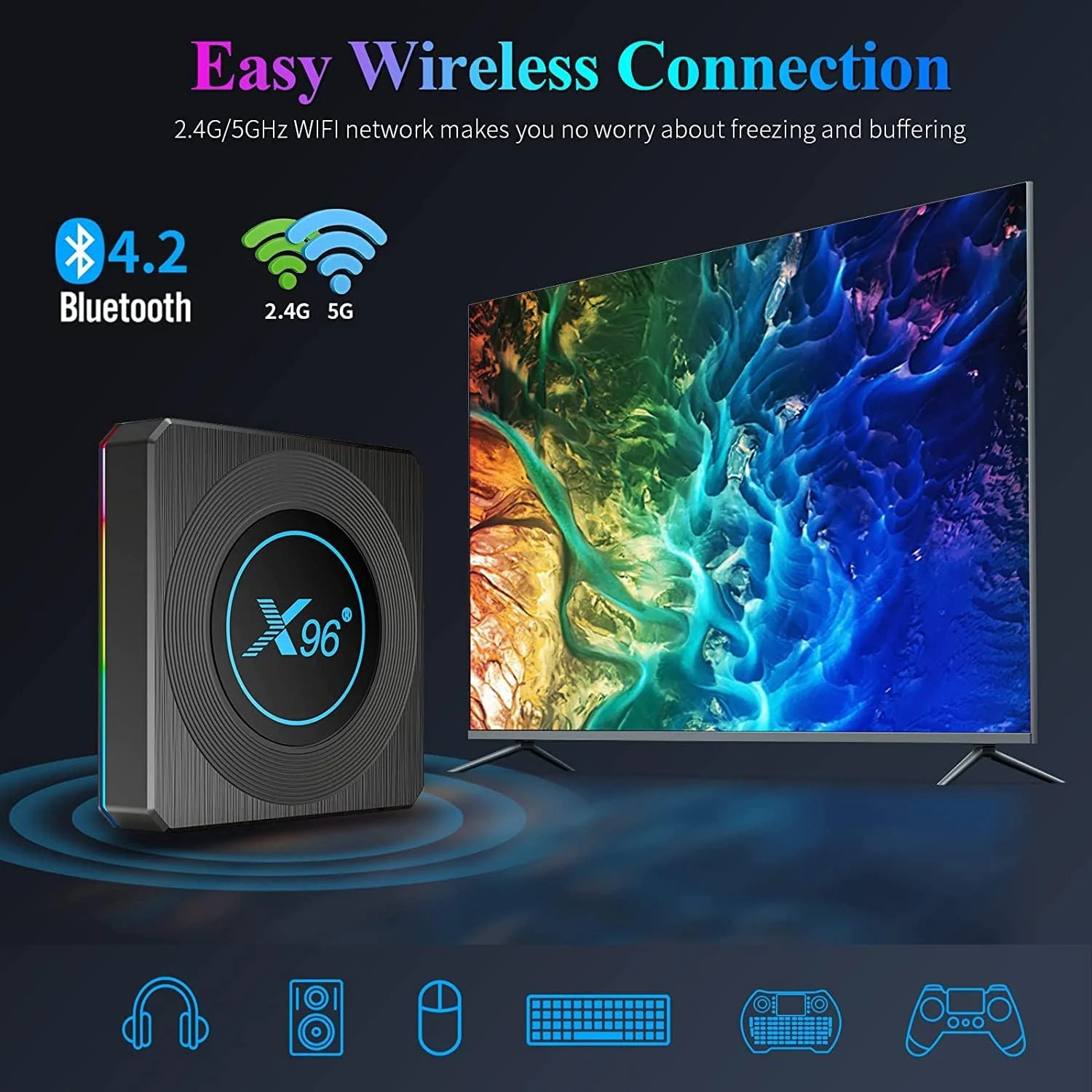 اندروید تی وی باکس 11.0، رم 4 گیگابایت رام 64 گیگابایت، ست تاپ باکس Amlogic S905X4، دوال وای فای 2.4G/5G اترنت 1000M LAN بلوتوث 4.2 با 8K/6K/3D/USB 3.0 با مینی کیبورد وایرلس، 4gb+64gb اندروید تی وی باکس 11.0، رم 4 گیگابایت رام 64 گیگابایت، ست تاپ باکس Amlogic S905X4، دوال وای فای 2.4G/5G اترنت 1000M LAN بلوتوث 4.2 با 8K/6K/3D/USB 3.0 با مینی کیبورد وایرلس، 4gb+64gb