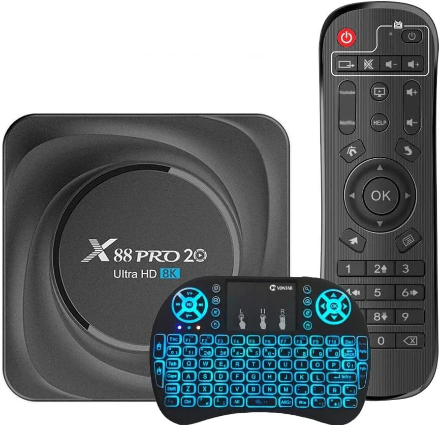 اندروید باکس تلویزیون AMITVA اندروید 11.0، رم 48 گیگابایت رام 128 گیگابایت RK3356 چهار هسته ای 64 بیتی، اندروید باکس پشتیبانی از وای فای دوگانه 2.4G+5G بلوتوث 4.0 USB 3.0 اولترا 3D 4K جعبه تلویزیون هوشمند با مینی کیبورد بی سیم، 4 گیگابایت + 32 گیگابایت