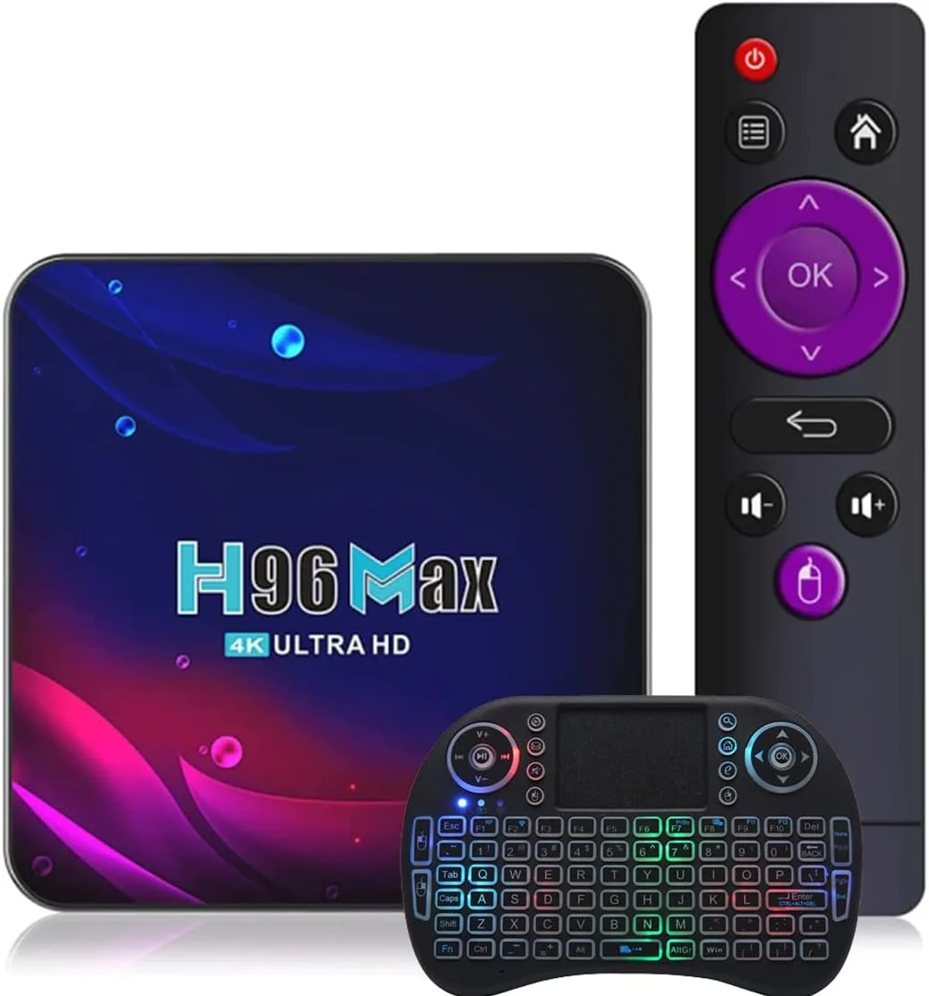 اندروید باکس 11.0، 4 گیگابایت رم 64 گیگابایت حافظه داخلی 4K HD یوتیوب گوگل پلی وای فای 2.4G&5.8G بلوتوث گیرنده پخش کننده رسانه HDR USB 3.0، همراه با مینی کیبورد بی سیم، 4GB+64gb