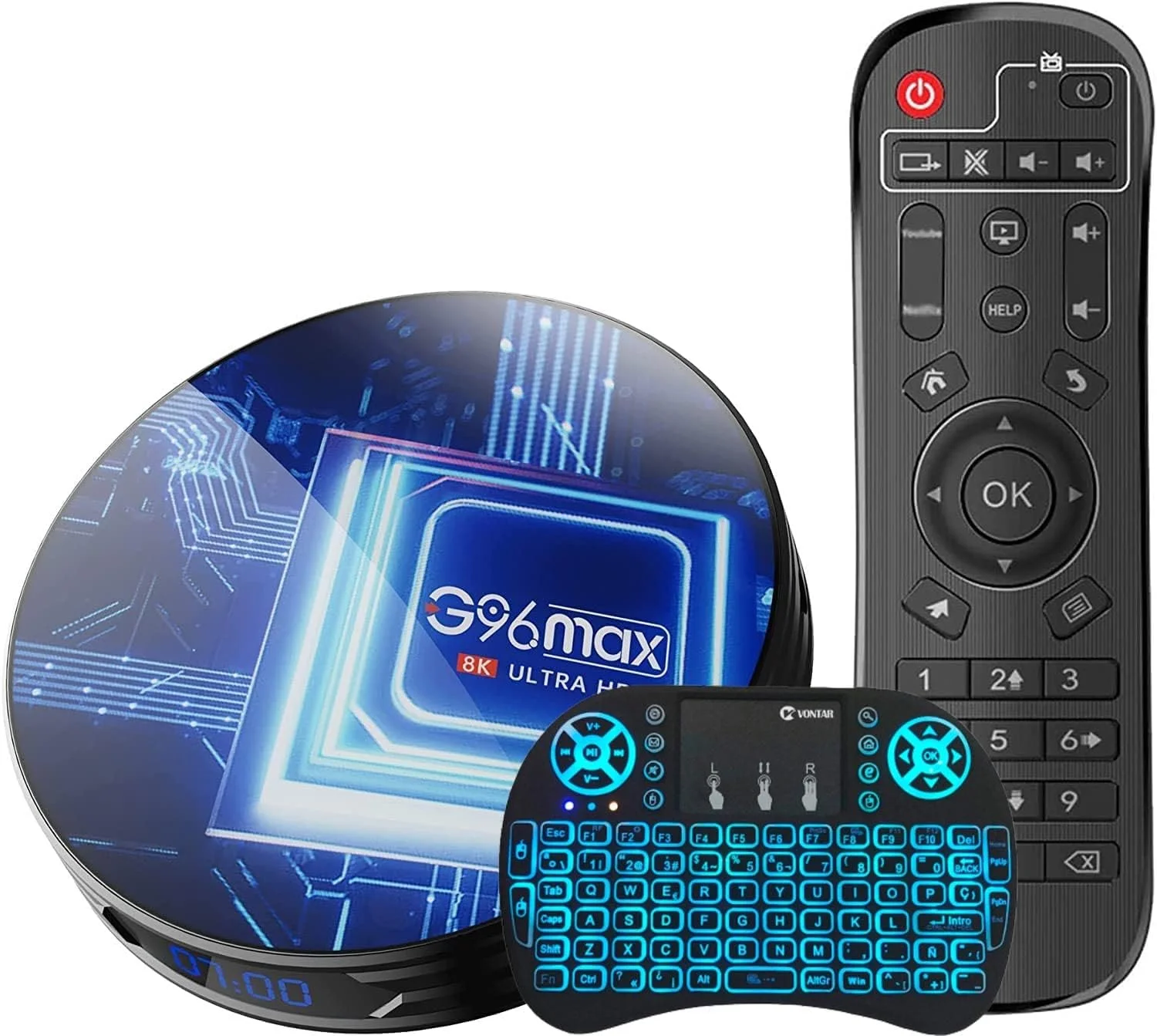 اندروید باکس AMITVA مدل Android 11.0 با 4 گیگابایت رم و 128 گیگابایت حافظه داخلی، اندروید باکس هوشمند S905X4 چهار هسته ای Ultra HD 8K 4K HDR Wifi 2.4G+5G BT4.0 H.265، پخش کننده رسانه اندروید به همراه مینی کیبورد بی سیم دارای نور پس زمینه، 4 گیگابایت + 64 گیگابایت