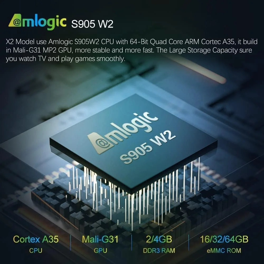 اندروید باکس 11.0 [4G+64G] اسمارت تی وی باکس S905W2 چهار هسته ای 64 بیتی ARM Cortex-A53 پشتیبانی از 8K وای فای 2.4/5.0 گیگاهرتز BT4.0 اترنت 100/1000M HDMI 2.0 H.265 ست تاپ باکس، 4gb+64gb